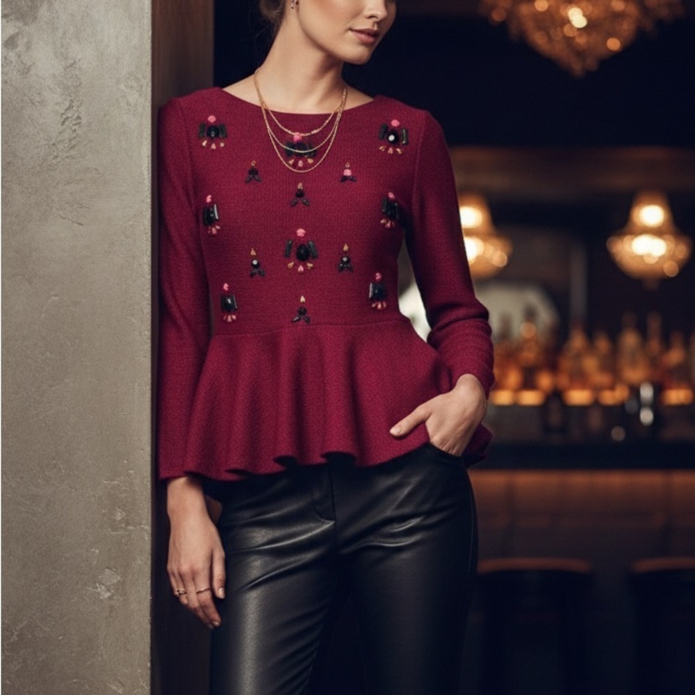 Dolce Vita Beaded Peplum Sweater